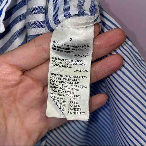 Chico's Size XL No Iron Cotton Striped Button-Up Shirt with Tie Front Waist - Picture 5 of 8